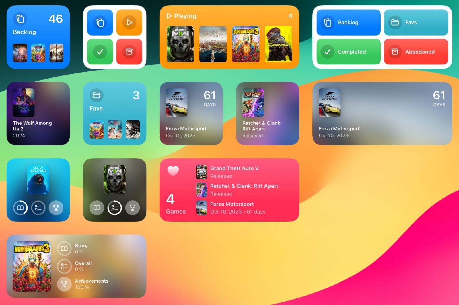 gamery app widgets